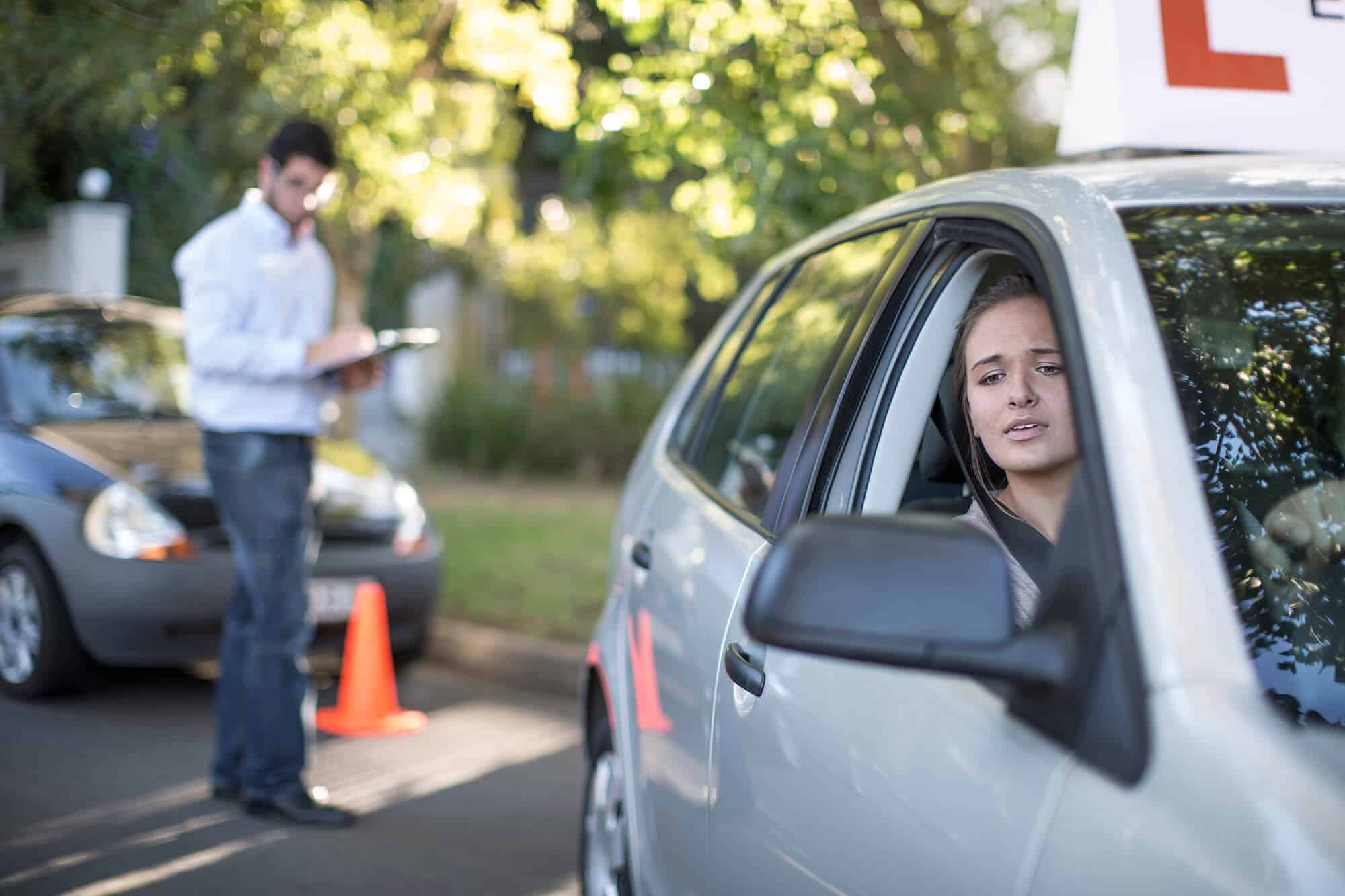 Student during driving license test